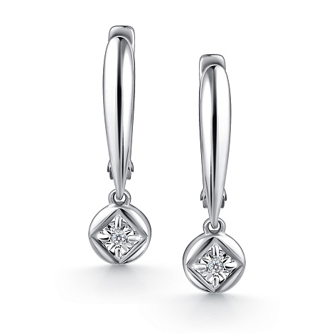 Серьги из серебра с бриллиантом Алькор 02-1854/000б-00 02-1854/000б-00