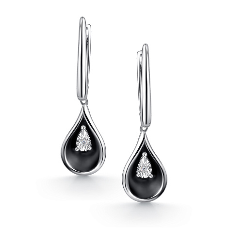 Серьги из серебра с бриллиантом Алькор 02-2168/000б-00 02-2168/000б-00