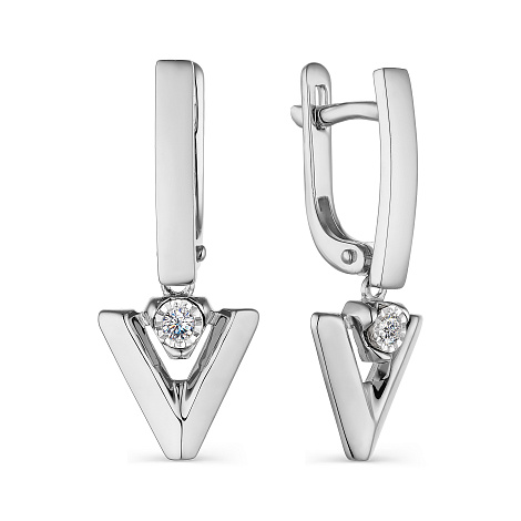 Серьги из серебра с бриллиантом Алькор 02-2927/000б-00 02-2927/000б-00