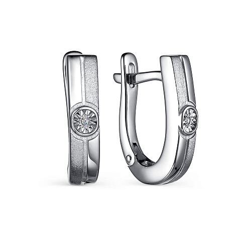 Серьги из серебра с бриллиантом Алькор 02-3162/000б-00 02-3162/000б-00