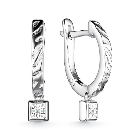 Серьги из серебра с бриллиантом Алькор 02-3286/000б-00 02-3286/000б-00