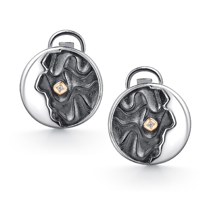 Серьги из серебра с бриллиантом Алькор 02-3388/000б-17 02-3388/000б-17