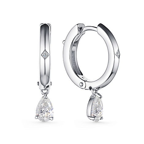 Серьги из серебра с бриллиантом Алькор 02-3470/бргх-00 02-3470/бргх-00