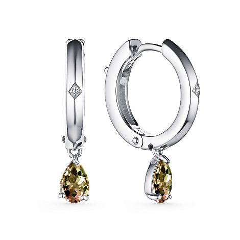 Серьги из серебра с бриллиантом Алькор 02-3470/брст-00 02-3470/брст-00
