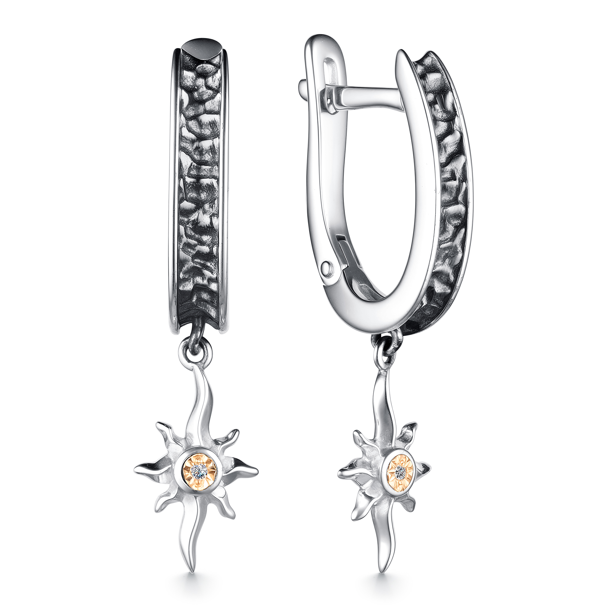 Серьги из серебра с бриллиантом Алькор 02-4105/000б-17 02-4105/000б-17