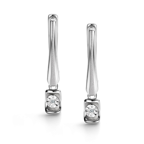 Серьги из серебра с бриллиантом Алькор 02-4285/000б-00 02-4285/000б-00