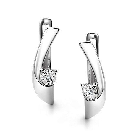 Серьги из серебра с бриллиантом Алькор 02-4328/000б-00 02-4328/000б-00