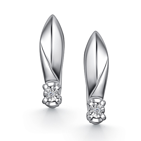 Серьги из серебра с бриллиантом Алькор 02-4363/000б-00 02-4363/000б-00