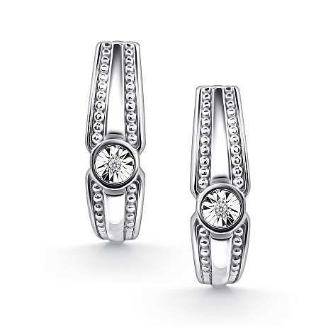 Серьги из серебра с бриллиантом Алькор 02-4712/000б-00 02-4712/000б-00