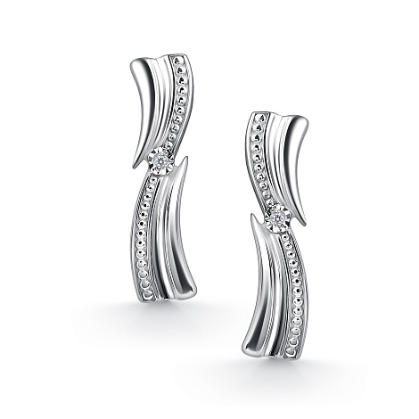 Серьги из серебра с бриллиантом Алькор 02-4716/000б-00 02-4716/000б-00