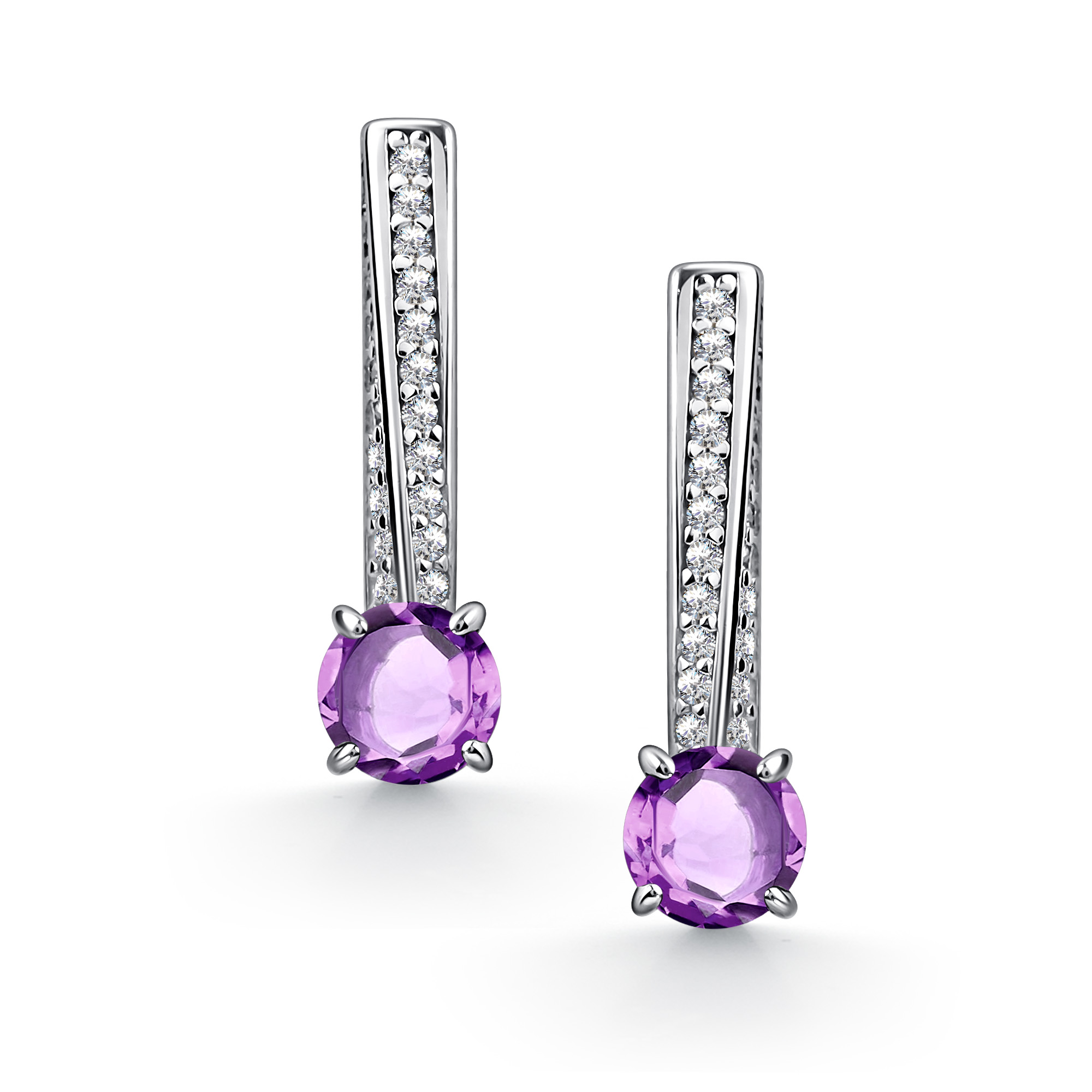 Серьги из серебра с фианитом и с аметистом Алькор 02-4846/00ам-00 02-4846/00ам-00
