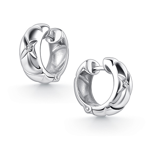Серьги из серебра с бриллиантом Алькор 02-5048/000б-00 02-5048/000б-00
