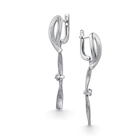 Серьги из серебра с бриллиантом Алькор 02-5461/000б-00 02-5461/000б-00
