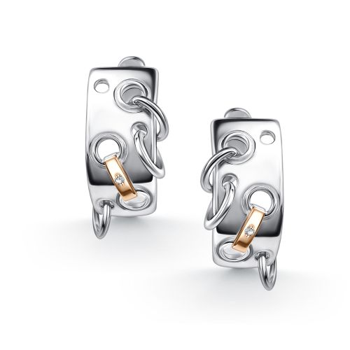 Серьги из серебра с бриллиантом Алькор 02-5732/000б-00 02-5732/000б-00
