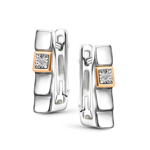 Серьги из серебра с бриллиантом Алькор 02-5815/000б-00 02-5815/000б-00