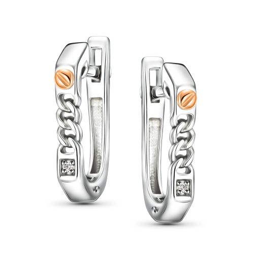 Серьги из серебра с бриллиантом Алькор 02-5816/000б-00 02-5816/000б-00