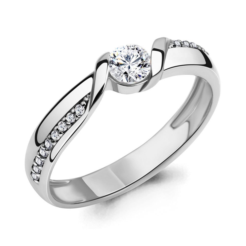 Кольцо из серебра с фианитом AQUAMARINE 665491а.5 665491а.5