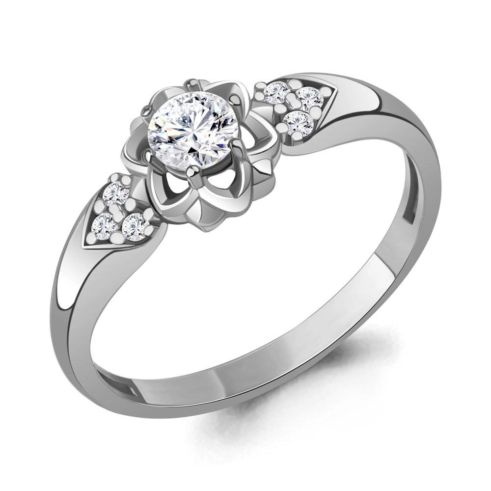 Кольцо из серебра с фианитом AQUAMARINE 68645а.5 68645а.5