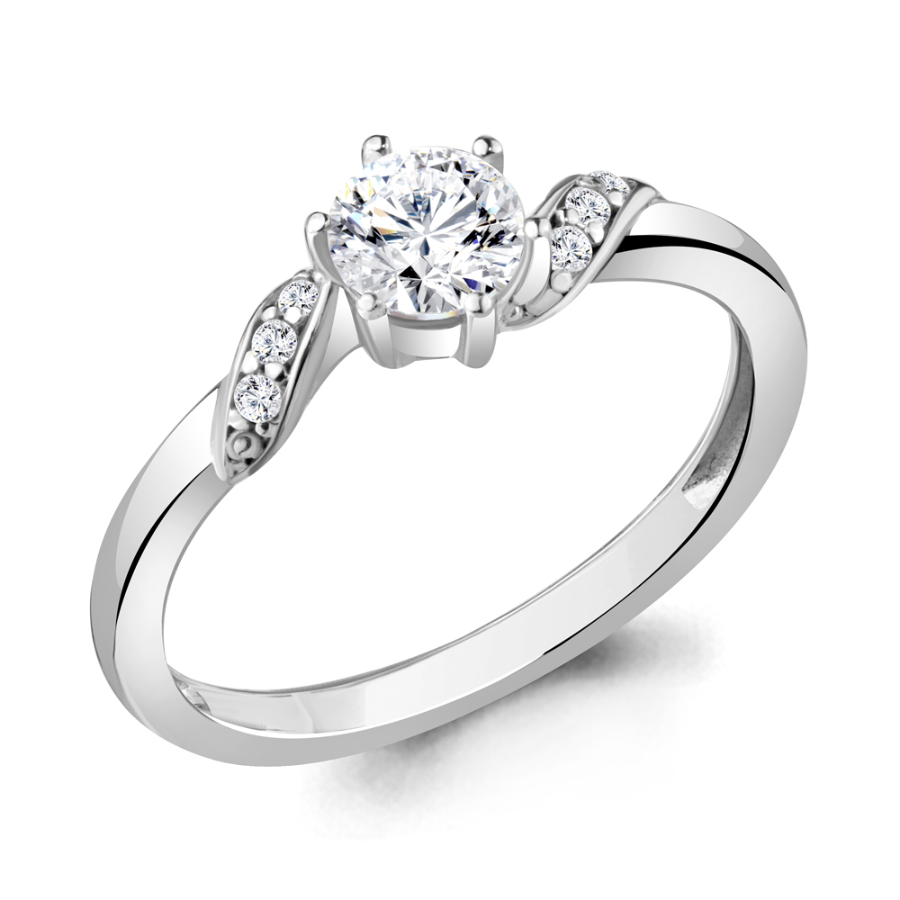 Кольцо из серебра с фианитом AQUAMARINE 68927а.5 68927а.5
