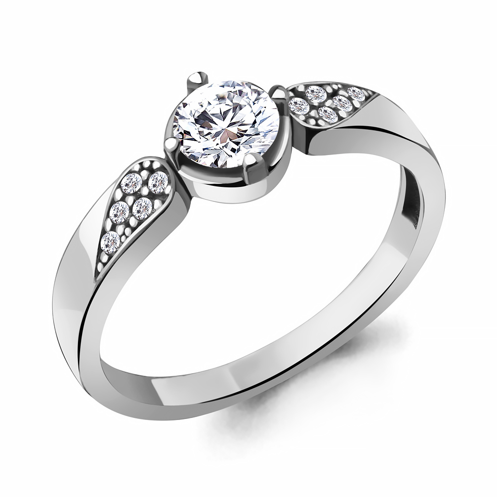 Кольцо из серебра с фианитом AQUAMARINE 68931а.5 68931а.5