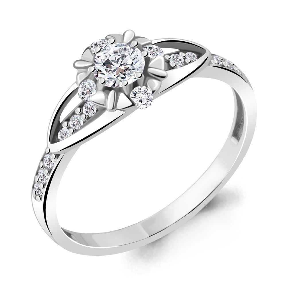 Кольцо из серебра с фианитом AQUAMARINE 68936а.5 68936а.5