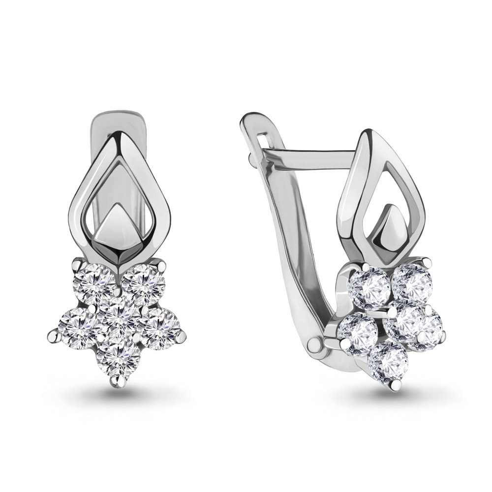 Серьги детские из серебра с фианитом AQUAMARINE 45375а.5 45375а.5