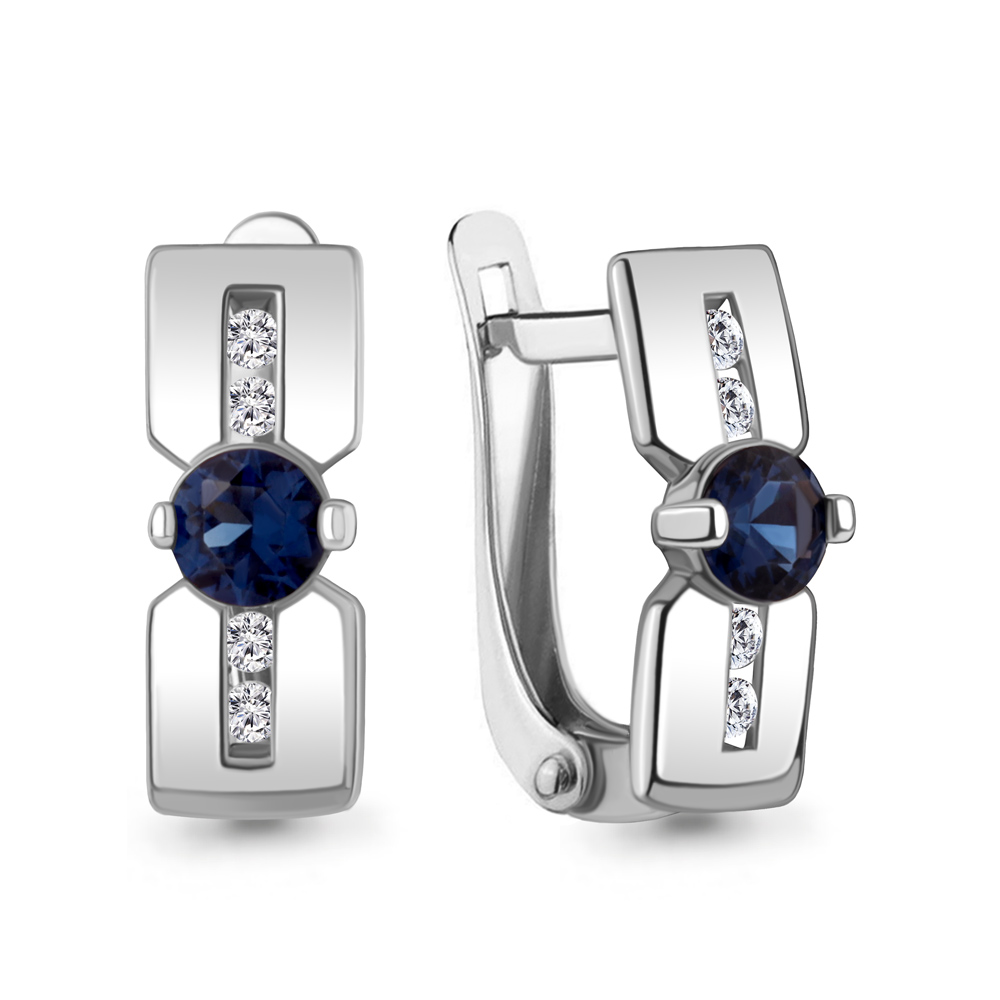 Серьги из серебра с фианитом AQUAMARINE 46108н.5 46108н.5