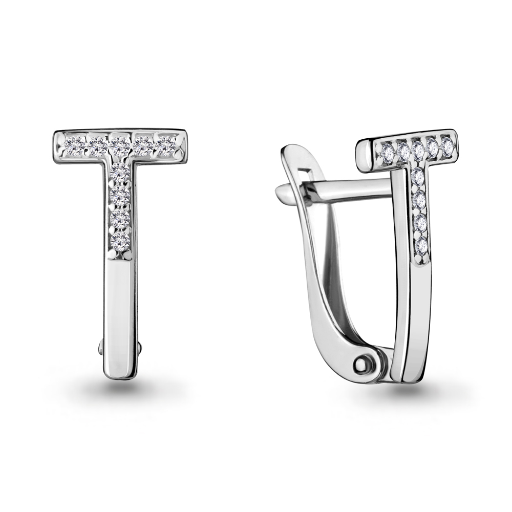 Серьги из серебра с фианитом AQUAMARINE 46769а.5 46769а.5