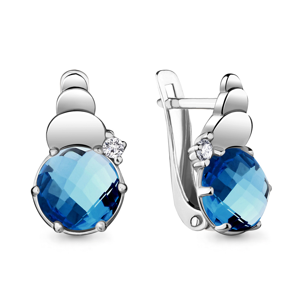 Серьги из серебра с фианитом AQUAMARINE 4724893а.5 4724893а.5