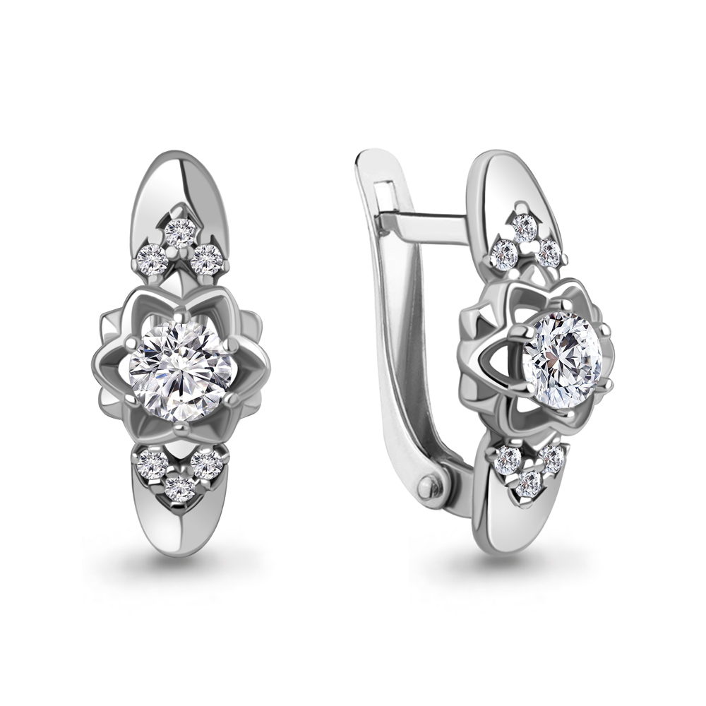 Серьги из серебра с фианитом AQUAMARINE 48200а.5 48200а.5