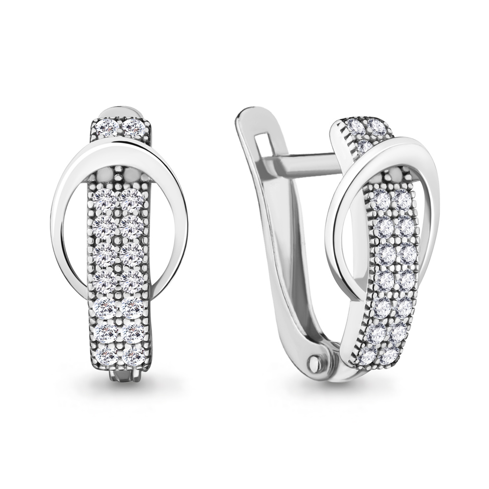 Серьги из серебра с фианитом AQUAMARINE 48541а.5 48541а.5
