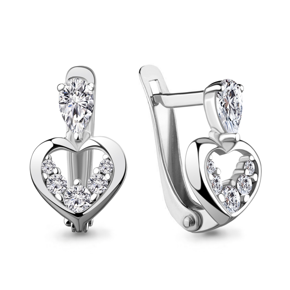 Серьги детские из серебра с фианитом AQUAMARINE 48735а.5 48735а.5