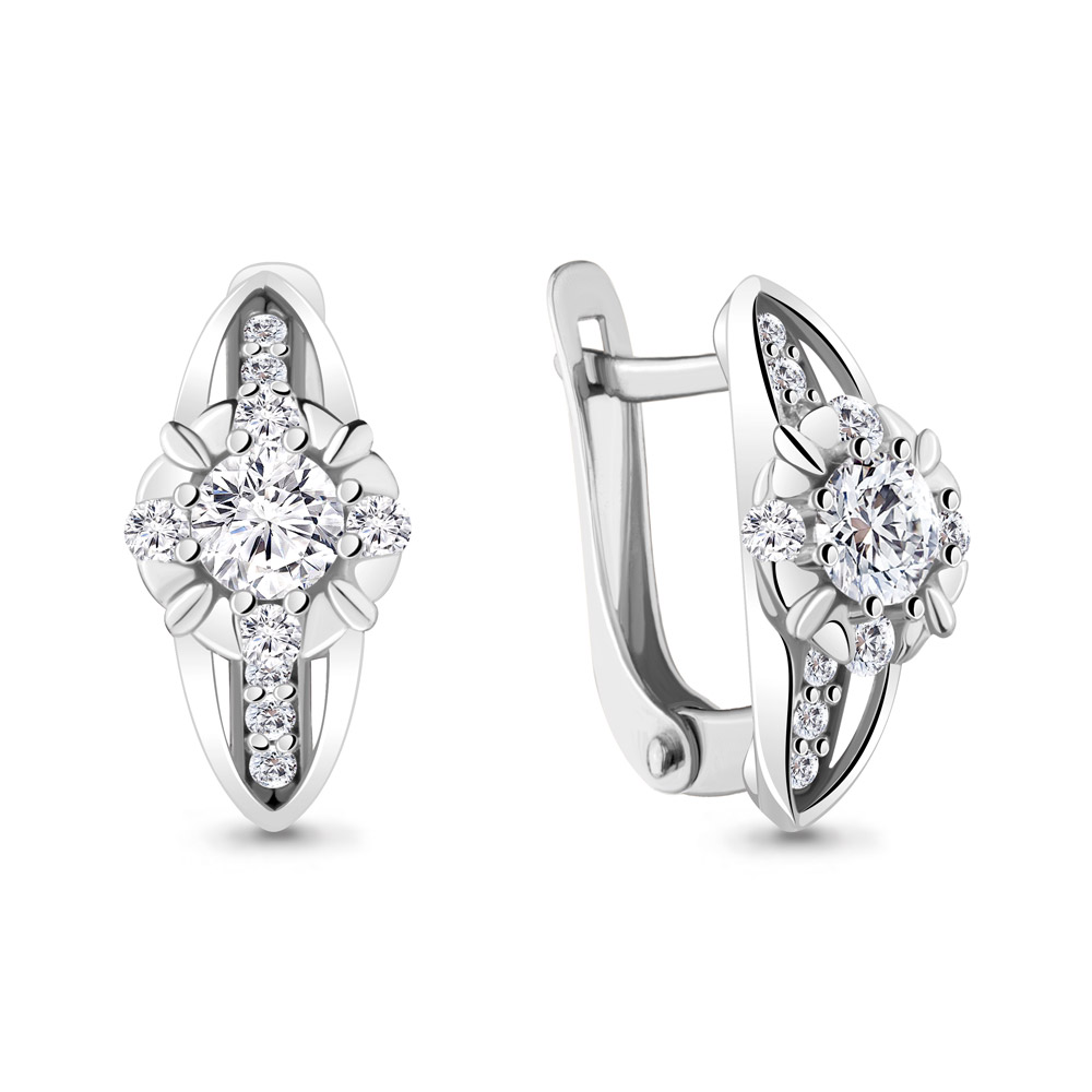 Серьги из серебра с фианитом AQUAMARINE 48817а.5 48817а.5
