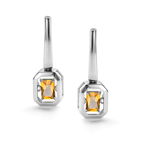 Серьги из серебра с цитрином Алькор 02-4221/00цт-00 02-4221/00цт-00