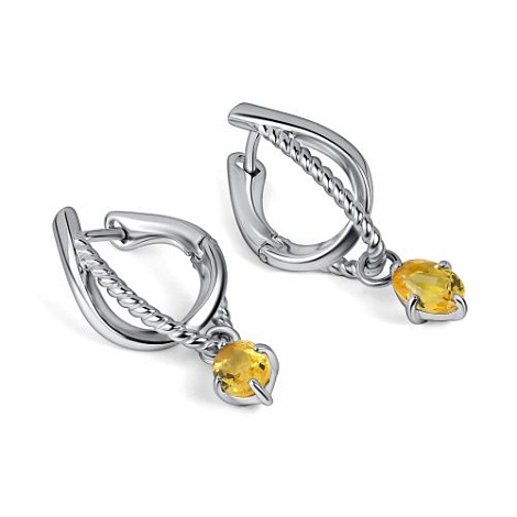 Серьги из серебра с цитрином Алькор 02-5785/00цт-00 02-5785/00цт-00