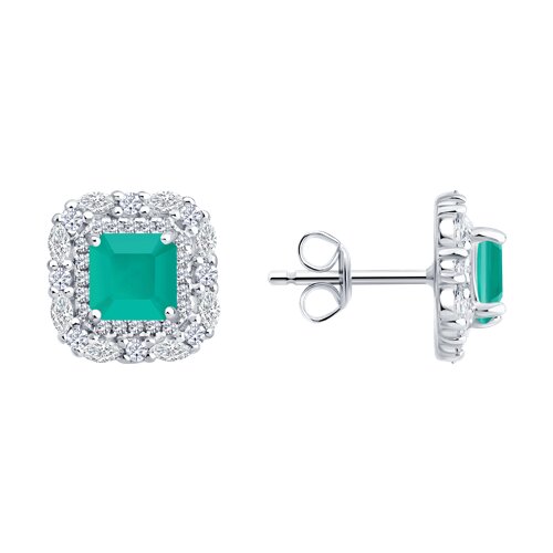 Серьги пусеты из серебра с фианитом SOKOLOV 94027167-91 94027167-91