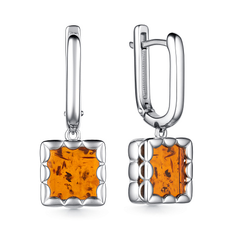 Серьги из серебра с янтарём Алькор 02-4026/0янт-00 02-4026/0янт-00