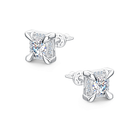 Серьги пусеты из серебра с фианитом Алькор 02-5190/000м-00 02-5190/000м-00