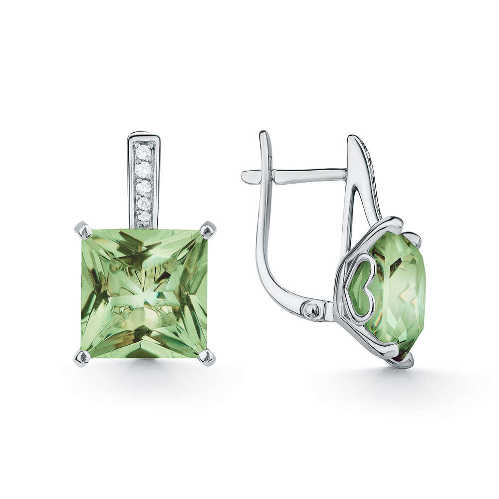 Серьги из серебра с фианитом и с кварцем Коюз 41310027/кв праз 41310027/кв праз