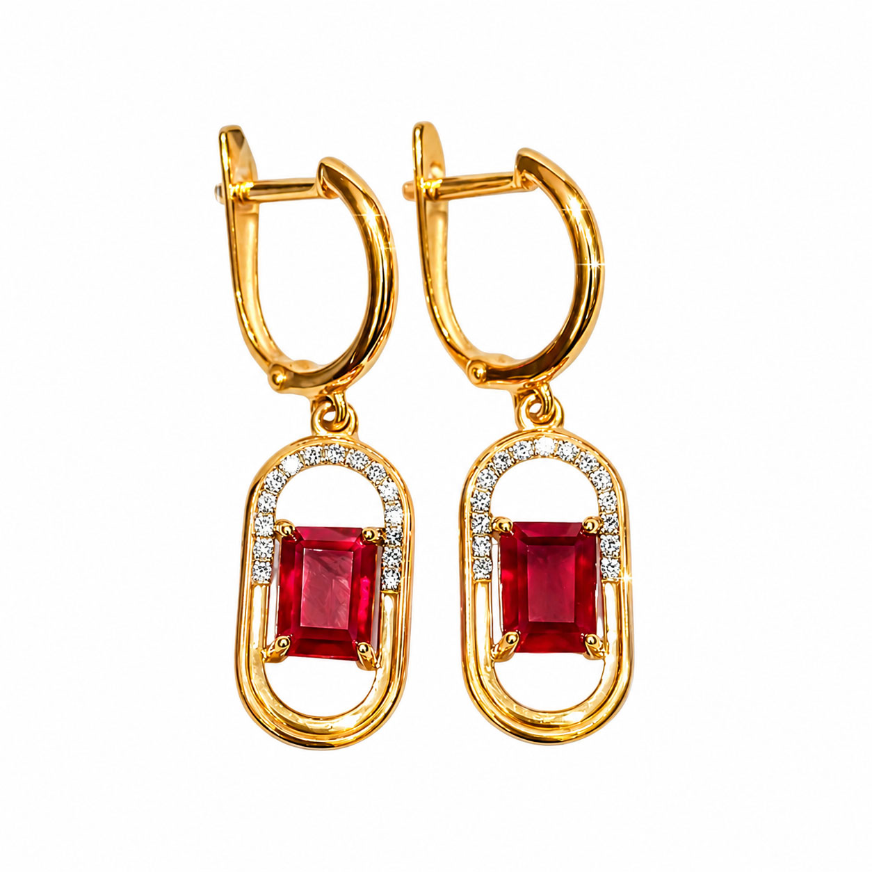 Серьги из золота с бриллиантом и с рубином Арина 7062202-11240-p 7062202-11240-p