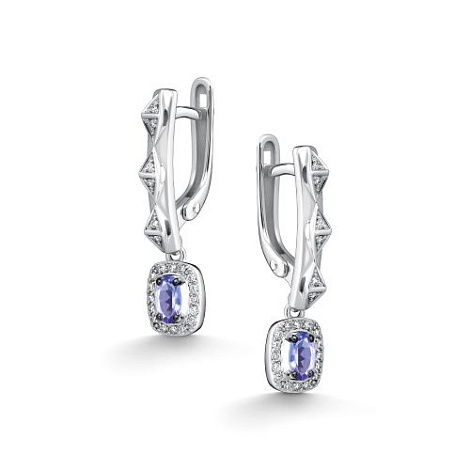 Серьги из белого золота с бриллиантом Алькор 26898-204 26898-204