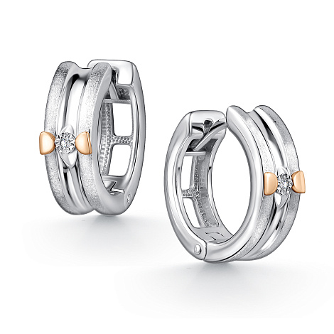 Серьги из серебра с бриллиантом Алькор 02-2428/000б-00 02-2428/000б-00