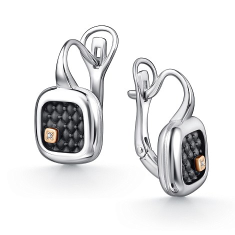 Серьги из серебра с бриллиантом Алькор 02-2651/000б-17 02-2651/000б-17