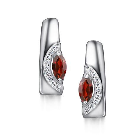 Серьги из серебра с фианитом и с гранатом Алькор 02-4725/00гр-00 02-4725/00гр-00