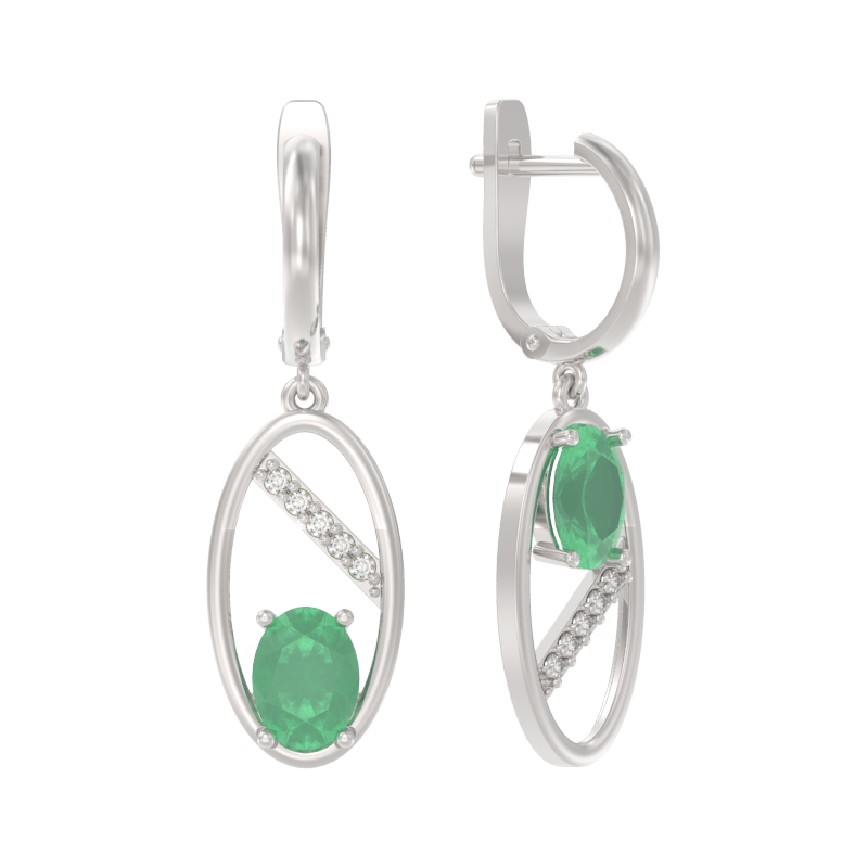 Серьги из серебра с фианитом и с агатом Арина 1058872-01190-y 1058872-01190-y