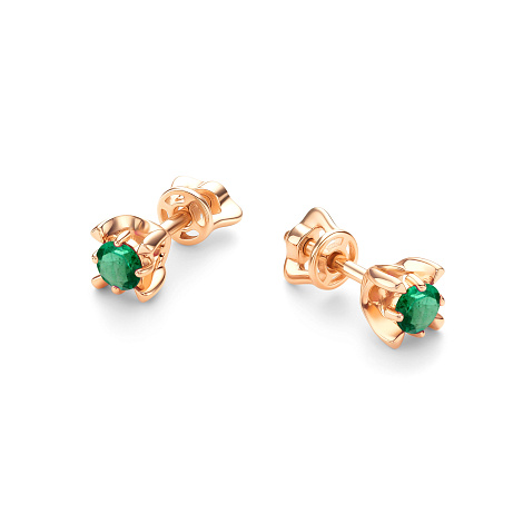 Серьги из золота с изумрудом Алькор 26255-101 26255-101