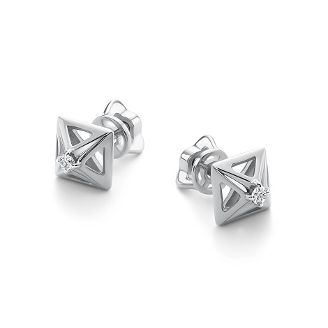 Серьги из белого золота с бриллиантом Алькор 26261-200 26261-200