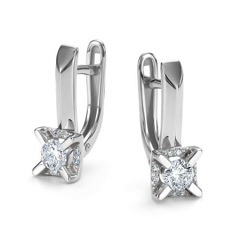 Серьги из белого золота с бриллиантом Алькор 26851-200 26851-200