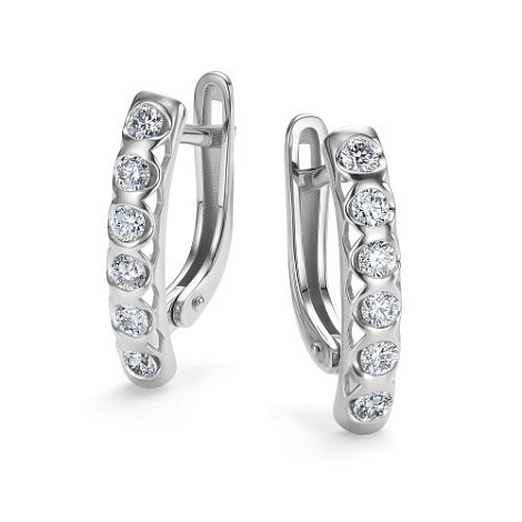 Серьги из белого золота с бриллиантом Алькор 26881-200 26881-200