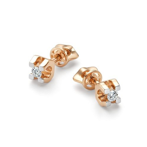 Серьги из золота с бриллиантом Алькор 27045-100 27045-100
